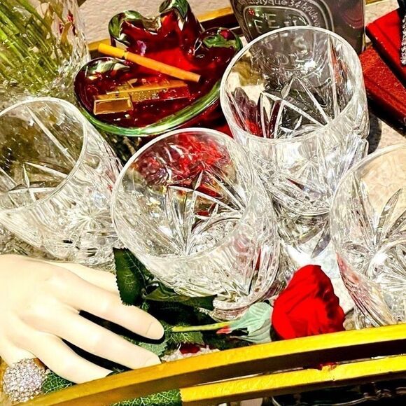 ♥️ RARE cocktail glasses BROOKSIDE Waterford double old fashioned LARGE 16oz! - Picture 10 of 16